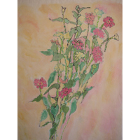 "Zinnias"  by Mary Anne Carley - Watercolor on rice paper